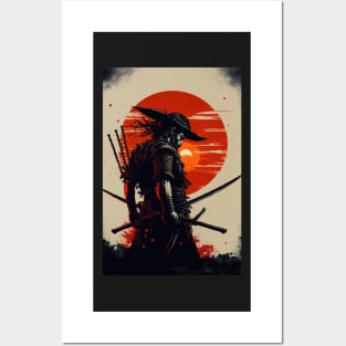 The Crimson Sun: A Symbol of the Epic Warrior in Japanese Culture Posters and Art